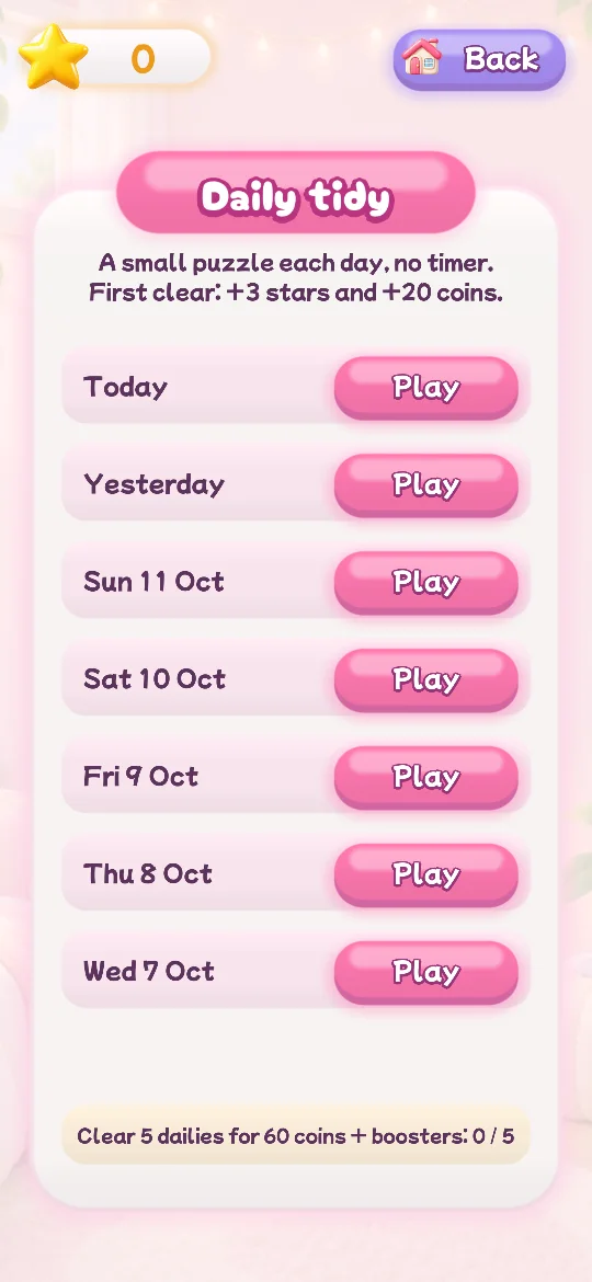 The daily tidy screen