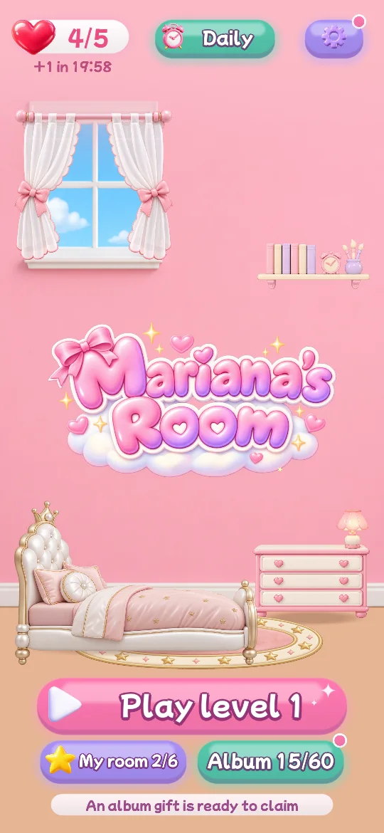 The home screen with the deluxe bed
