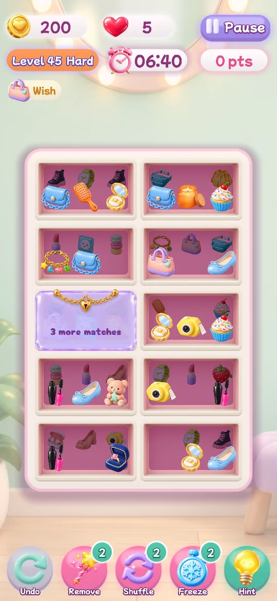 A level with ten shelves full of items